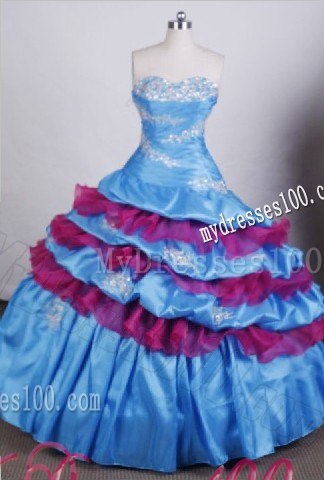 Ruching Layers Beaded Sweetheart Sweet 15 Dresses in Red and Blue